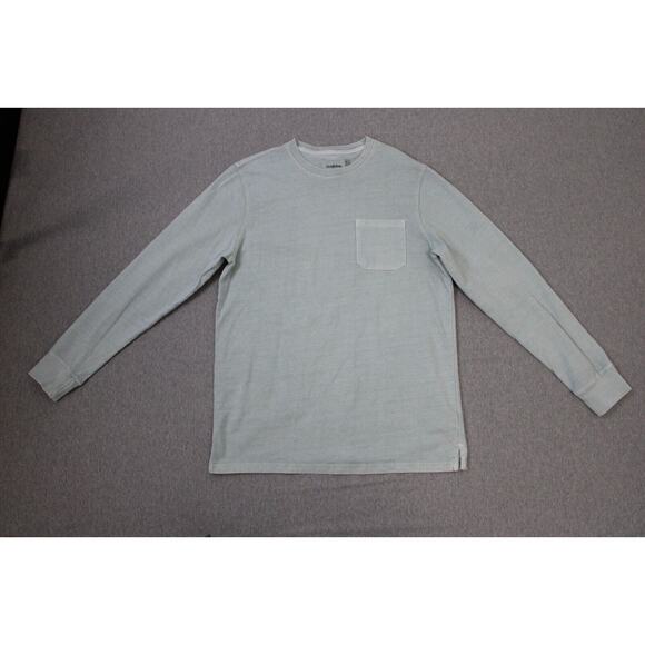 Goodfellow Shirt Mens Medium Green 100% Cotton Crew Neck Long Sleeve Pullover - Picture 1 of 6